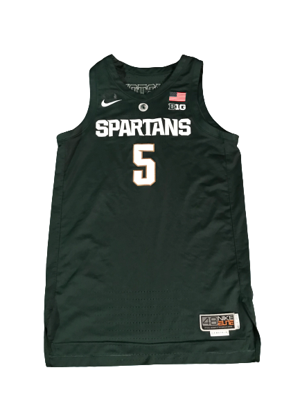 Cassius Winston 2018-2019 Game Worn Jersey (Including ELITE 8 GAME) - Photo Matched