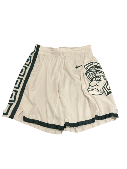 Gabe Brown Michigan State Basketball 2021-2022 SIGNED & INSCRIBED GAME WORN Uniform Set (Jersey & Shorts) - Photo Matched