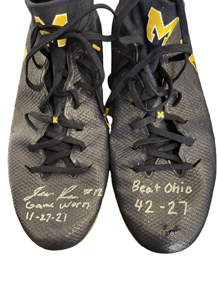 Josh Ross Michigan Football SIGNED & Inscribed Game Worn Cleats VS OHIO STATE