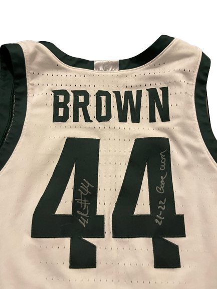 Gabe Brown Michigan State Basketball 2021-2022 SIGNED & INSCRIBED GAME WORN Uniform Set (Jersey & Shorts) - Photo Matched