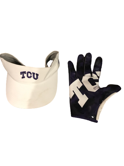 Julius Lewis TCU Team Issued Football Glove (Size XL) Visor