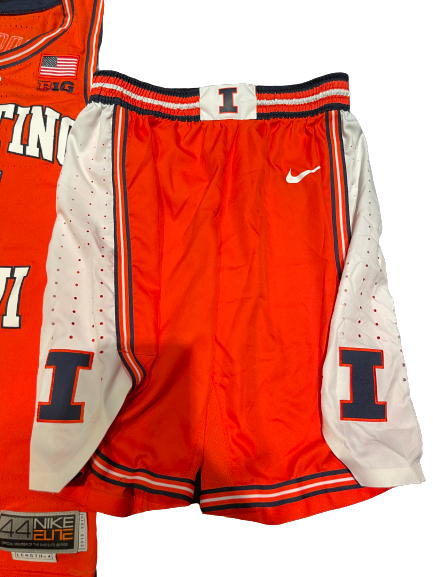 Ayo Dosunmu Illinois Basketball SIGNED 2018-2019 (FRESHMAN YEAR) Game Worn Uniform Set (BIG TEN TOURNAMENT)