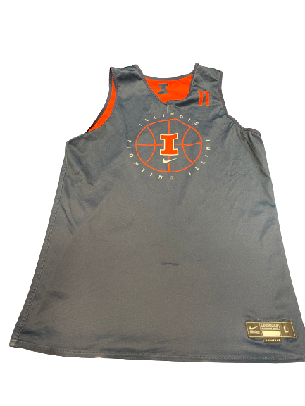 Ayo Dosunmu Illinois Basketball Player Exclusive 2020-2021 Season Worn SIGNED Reversible Practice Jersey (Size L)