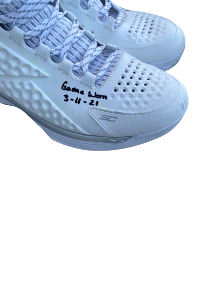 Mac McClung Texas Tech Basketball SIGNED Game Worn Steph Curry Under Armour Shoes (3/11/21 - BIG 12 TOURNAMENT)