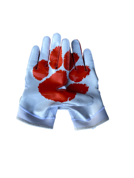 Chalk Clemson Football Player Exclusive Football Gloves (Size