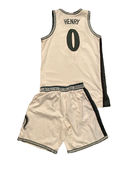 Aaron Henry Michigan State Basketball 2020-2021 Game Worn Uniform Set - Photo Matched