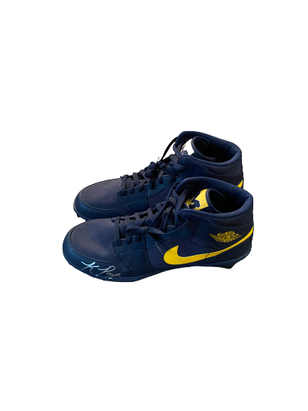 Kwity Paye Michigan Football Signed Player-Exclusive Cleats (Size 14)