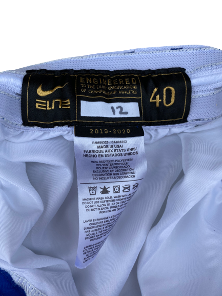 Javin DeLaurier Duke Basketball 2019-2020 Game-Worn Uniform Set (Jersey & Shorts) - Photo Matched