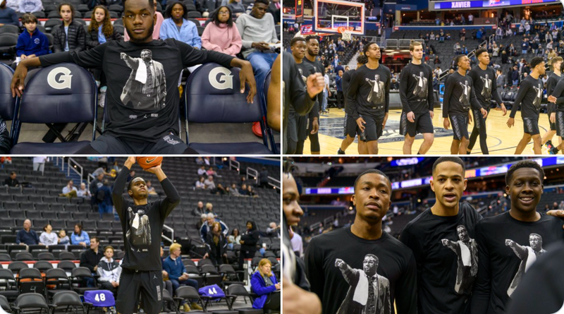 Mac McClung Georgetown Basketball PLAYER EXCLUSIVE John Thompson Long Sleeve Warm-Up Shirt (2/21/19) (Size L)