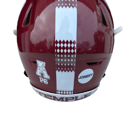 Elijah Clark Temple Football Game Worn Helmet - Given to Amir Tyler