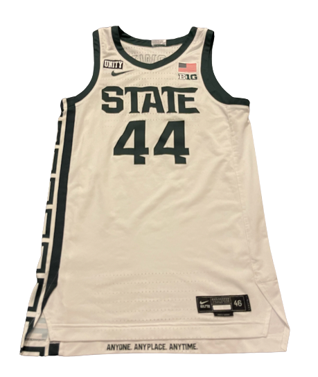 Gabe Brown Michigan State Basketball 2021-2022 SIGNED & INSCRIBED GAME WORN Uniform Set (Jersey & Shorts) - Photo Matched