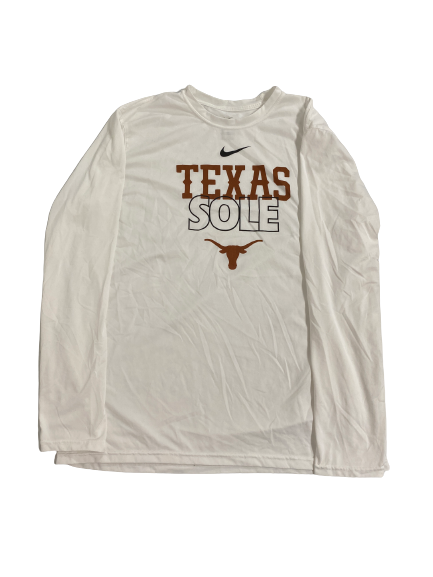 Rowan Brumbaugh Texas Basketball Team-Issued "TEXAS SOLE" Pre-Game Warm-Up Long Sleeve Shirt (Size XL)