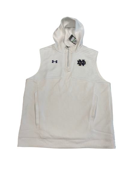 Jonathan Doerer Notre Dame Football Player-Exclusive Pre-Game Warm-Up Sleeveless Hoodie (Size L) (New With $80 Tag)