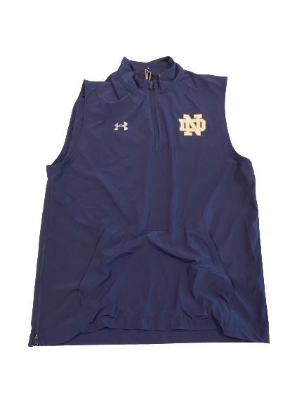 Jonathan Doerer Notre Dame Football Player-Exclusive Pre-Game Warm-Up Sleeveless Hoodie With 