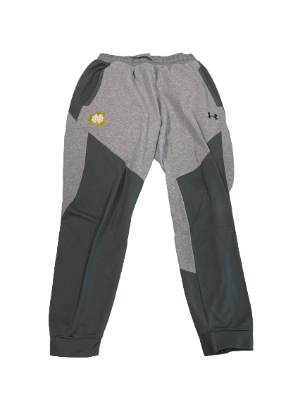 Jonathan Doerer Notre Dame Football Team-Issued Sweatpants (Size L) - Rare Gold Shamrock
