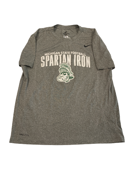 Cade McDonald Michigan State Football Player-Exclusive "SPARTAN IRON" "BUILT FOR IT" T-Shirt (Size L)