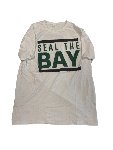 Cade McDonald Michigan State Football Player-Exclusive "SEAL THE BAY" T-Shirt (Size L)