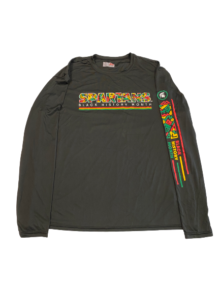 Cade McDonald Michigan State Football Player-Exclusive "Black History Month" Long Sleeve Shirt (Size L)