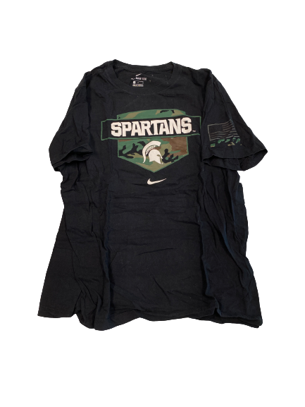 Cade McDonald Michigan State Football Team-Issued Camo T-Shirt (Size L)