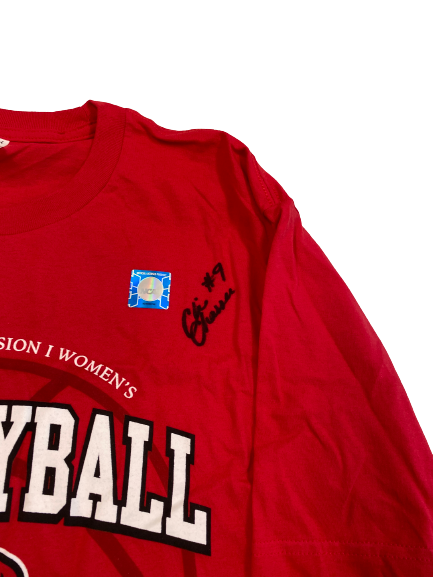 Claire Chaussee Louisville Volleyball SIGNED National Championship T-Shirt (Size L)