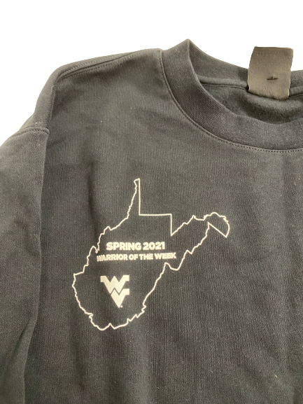 Jarret Doege West Virginia Football "Warrior of The Week" Player-Exclusive Crewneck Sweatshirt (Size XL)