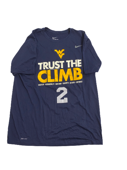 Jarret Doege West Virginia Football "Trust The Climb" Player-Exclusive T-Shirt With 