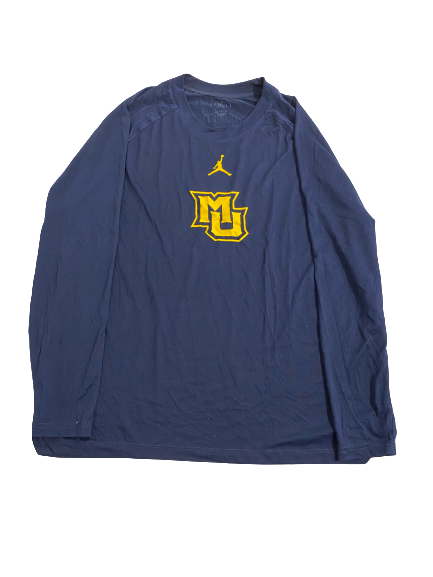 Zach Wrightsil Marquette Basketball Player-Exclusive Pre-Game Warm-Up Long Sleeve Shooting Shirt (Size XL)