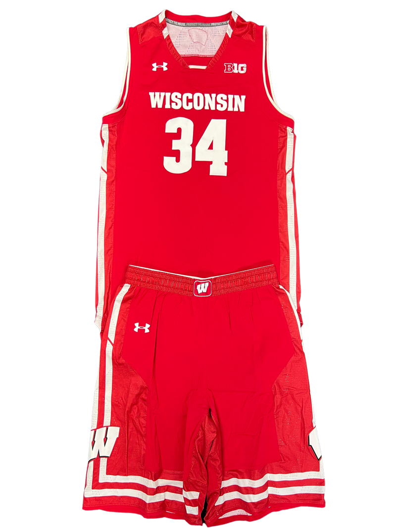 Brad Davison Wisconsin Basketball SIGNED GAME WORN Uniform Set - Jersey & Shorts (Size L)