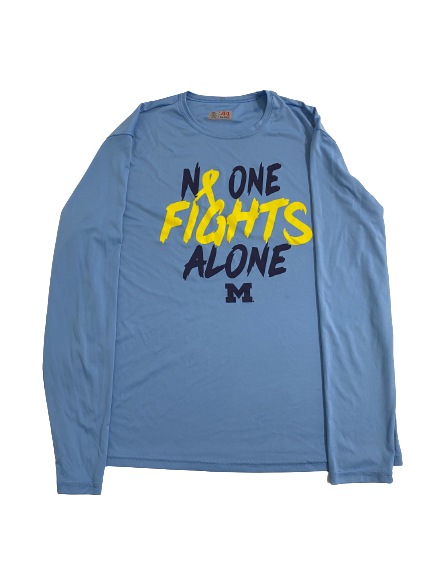 Gregg Glenn III Michigan Basketball Player-Exclusive "NO ONE FIGHTS ALONE" Pre-Game Warm-Up Shooting Shirt (Size XL)