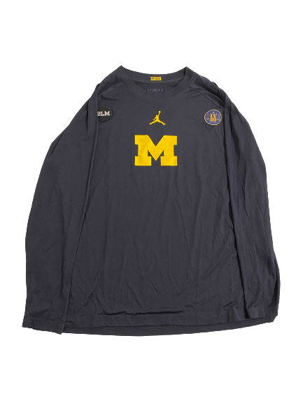 Gregg Glenn III Michigan Basketball Player-Exclusive Pre-Game Warm-Up Shooting Shirt With Title IX and BLM Patch (Size XL)