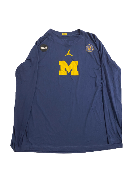 Gregg Glenn III Michigan Basketball Player-Exclusive Pre-Game Warm-Up Shooting Shirt With Title IX and BLM Patch (Size XL)