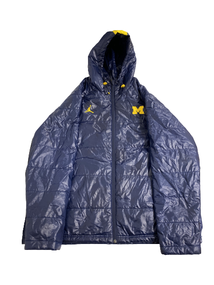 Gregg Glenn III Michigan Basketball Player-Exclusive Heavy Duty Winter Bubble Jacket (Size XL)