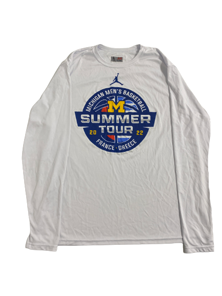 Gregg Glenn III Michigan Basketball Player-Exclusive "2022 SUMMER TOUR" Pre-Game Shooting Shirt (Size XL)