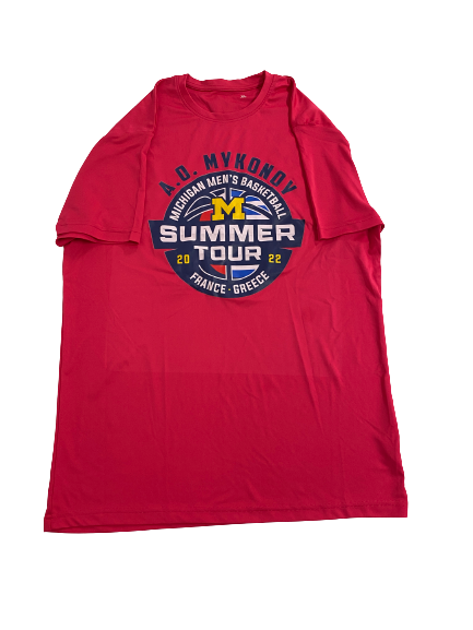 Gregg Glenn III Michigan Basketball Player-Exclusive "2022 SUMMER TOUR" Pre-Game Shooting Shirt (Size XL)