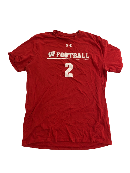 Amaun Williams Wisconsin Football Player-Exclusive Pre-Game Warm-Up T-Shirt With 