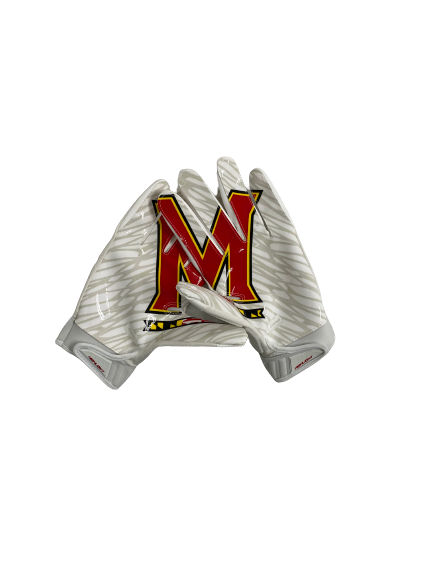Tyrese Chambers Maryland Football Player-Exclusive Gloves (Size L)