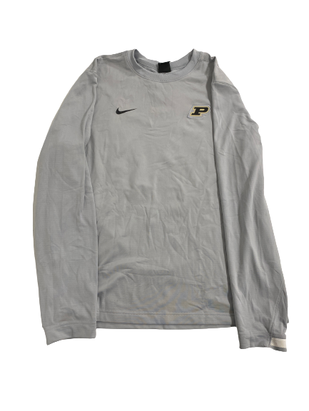 Eric Hunter Jr. Purdue Basketball Team-Issued Long Sleeve Waffle Style Crewneck Pullover (Size M)