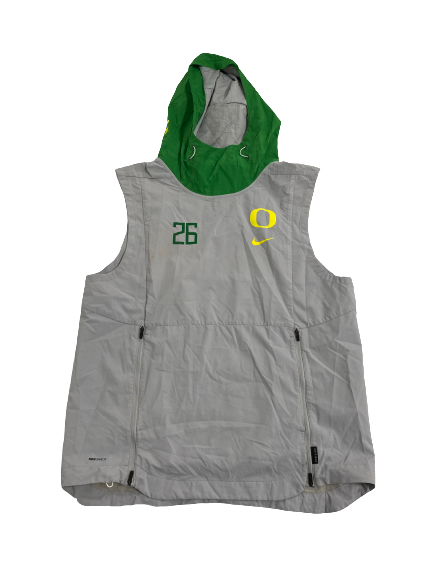 Travis Dye Oregon Football Player-Exclusive Pre-Game Sleeveless Hoodie With 