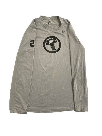 Eric Hunter Jr. Purdue Basketball Player-Exclusive Pre-Game Warm-Up Fitted Compression Long Sleeve Shirt With 