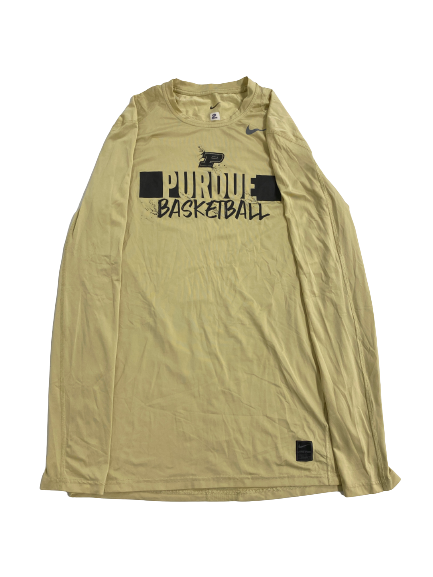 Eric Hunter Jr. Purdue Basketball Player-Exclusive Pre-Game Warm-Up Fitted Compression Long Sleeve Shirt (Size MT)