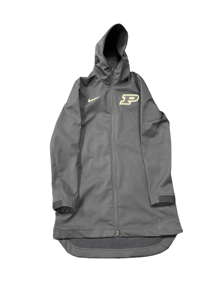 Eric Hunter Jr. Purdue Basketball Player-Exclusive Long Trench Jacket With "PURDUE" On Back (Size M)