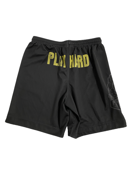 Eric Hunter Jr. Purdue Basketball Player-Exclusive "PLAY HARD" Practice Shorts (Size L)