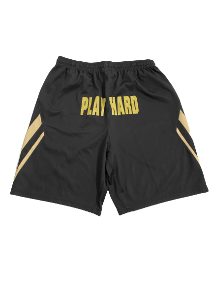 Eric Hunter Jr. Purdue Basketball Player-Exclusive "PLAY HARD" Practice Shorts (Size L)