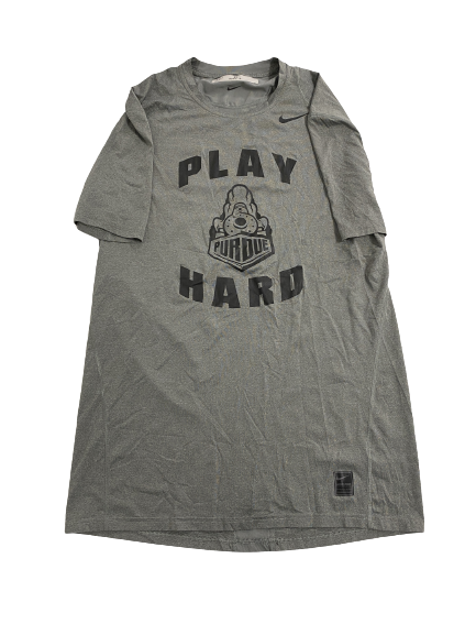 Eric Hunter Jr. Purdue Basketball Player-Exclusive "PLAY HARD" Fitted Compression Workout Shirt (Size MT)