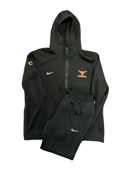 Ithiel Horton Texas Basketball Player Exclusive "KD" Pre-Game Warm-Up Sweatsuit (Jacket XL, Sweatpants L)