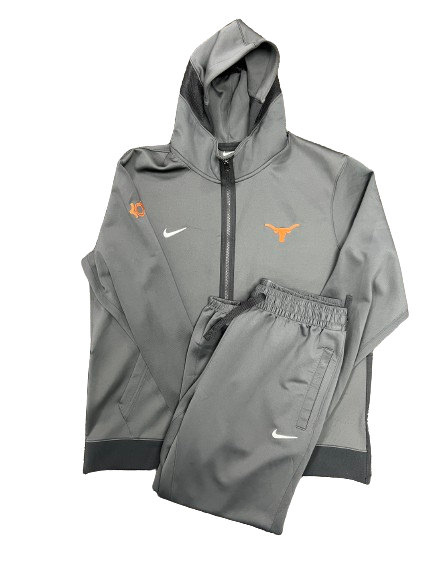 Ithiel Horton Texas Basketball Player Exclusive "KD" Pre-Game Warm-Up Sweatsuit (Jacket XL, Sweatpants L)