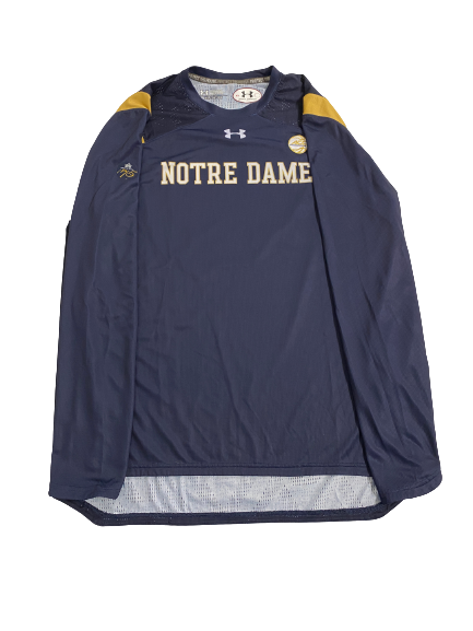 Dane Goodwin Notre Dame Basketball Player-Exclusive Pre-Game Warm-Up Long Sleeve Shooting Shirt with Patch (Size XL)