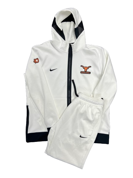 Ithiel Horton Texas Basketball Player Exclusive "KD" Pre-Game Warm-Up Sweatsuit (Jacket XL, Sweatpants L)