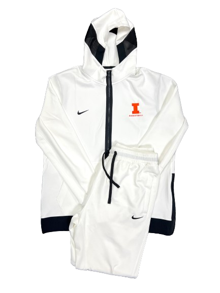 Quincy Guerrier Illinois Basketball Player Exclusive Pre-Game Warm-up Sweatsuit - Jacket & Sweatpants (Size XLT)