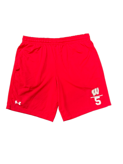 Tyler Wahl Wisconsin Basketball Player Exclusive Workout Shorts with 